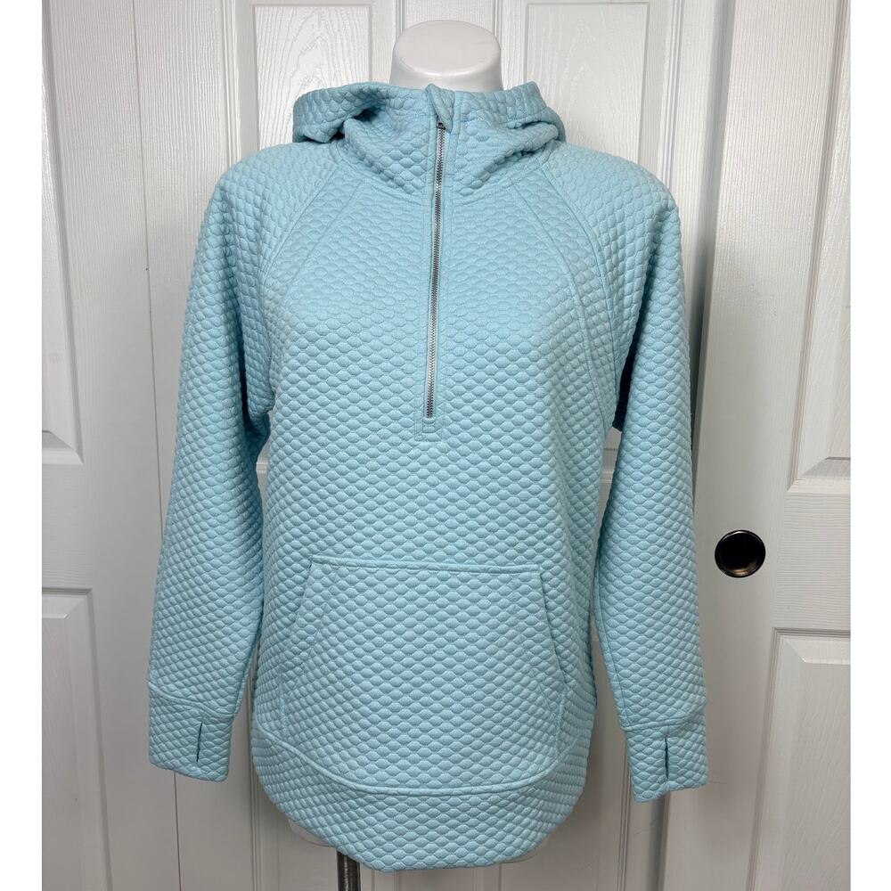 ID Ideology Women's Relaxed Quilted Half-Zip Hoodie Blue Size M